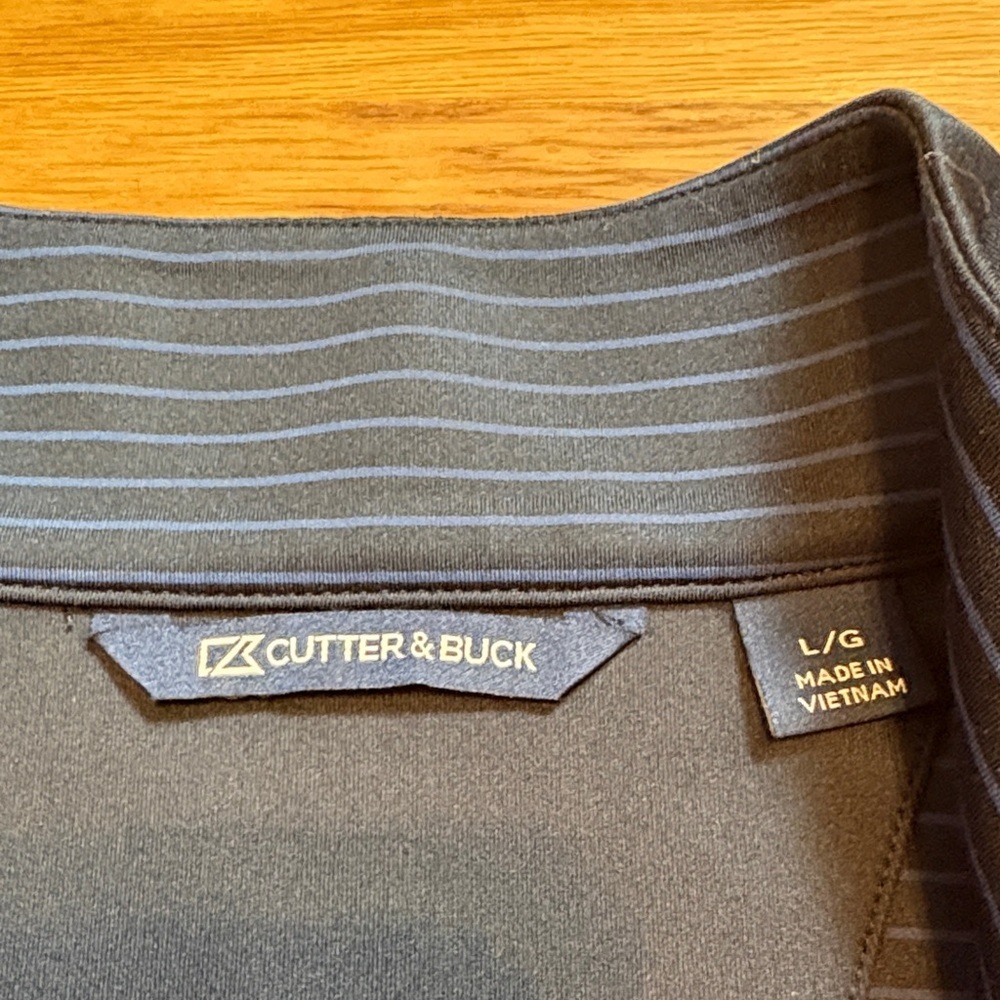 Cutter & Buck Navy Striped Long Sleeve 1/4 Zip Pullover Men’s L - Picture 2 of 12
